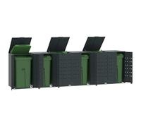 vidaXL Wheelie Bin Storage for 6 Bins Anthracite 414x79x117 cm Steel NEW