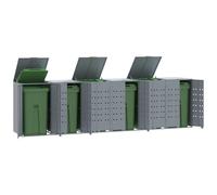 vidaXL Wheelie Bin Storage for 6 Bins Grey 414x79x117 cm Steel