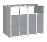 vidaXL Wheelie Bin Storage for Double Bins Garden Store Trash Cover Grey Steel