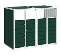 vidaXL Wheelie Bin Storage for Double Bins Garden Trash Cover Green Steel