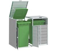 vidaXL Wheelie Bin Storage for Double Bins Garden Store Trash Cover Grey Steel