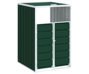 vidaXL Wheelie Bin Storage for Single Bin Garden Store Trash Cover Green Steel