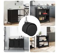 vidaXL Wheels 12 pcs Black 40.1 x 37.8 mm PP and Iron, Adjustable Modern Wheels, Heavy Rotating Wheels, Black Transporter for Furniture Mobility, Floor-friendly Use