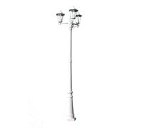 vidaXL White 3-Arm Garden Light Post - 215cm Aluminium Standing Lamp with Glass Lanterns for Outdoor, Patio & Pathway Lighting, E27, 60W, IP44