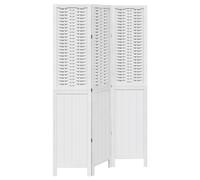 vidaXL White 3-Panel Room Divider - Paulownia Wood & Bamboo Privacy Screen, 110x180cm for Bedroom/Office/Living Room