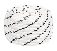 vidaXL White Braided Boat Rope in Durable Polyester Material, UV and Abrasion Resistant, Ideal for Marine and General Purpose Use, 16mm Thick and 50m Length