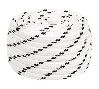 vidaXL White Braided Boat Rope in Durable Polyester Material, UV and Abrasion Resistant, Ideal for Marine and General Purpose Use, 16mm Thick and 50m Length