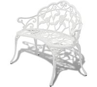 vidaXL White Cast Aluminium Garden Bench - Ornate Outdoor Seating for Patio/Park, Floral Pattern, 2-Seater, Weather-, 100x54x80cm