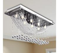 vidaXL White Ceiling Lamp with Glittering Glass Crystal Beads 8 x G9 29 cm