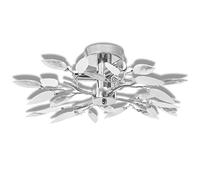 vidaXL White Ceiling Lamp with Transparent Acrylic Crystal Leaf Arms and Chrome Finish - Elegant Lighting Fixture for Modern Homes - Designed for 3 E14 Bulbs