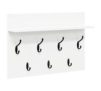 vidaXL White Chipboard Wall Mounted Coat Rack 60 x 40 x 12 cm with Hooks and Shelves Modern Style, Perfect for Interiors, Customisable Installation for Hallways, Design Gain