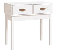 vidaXL White Console Table with 2 Drawers, Decor Display Hallway Side Table, Versatile Solid Pine Wood Accent Furniture, Ideal for Living Room/Bedroom