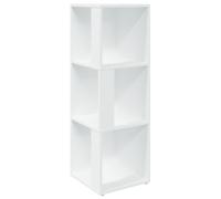 vidaXL White Corner Cabinet - Engineered Wood, 3-Compartment Indoor Book Storage (33x33x100 cm) 809026