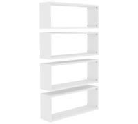 vidaXL White Cube Wall Shelf Set - Multi-functional and Decorative Wall-Mounted Floating Shelves - Engineered Wood - Ideal for Living Room or Office - 60x15x23 cm