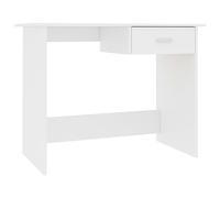 vidaXL Modern, Compact Desk in White - Constructed from Engineered Wood - Ideal as Computer/Study Table with Storage Drawer - Home and Office Furniture