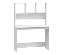 vidaXL White Desk with Shelves, Compact Study Desk, Space Saver, Engineered Wood, Modern Design, Storage, Home Office, Dormitory, Bedroom Furniture
