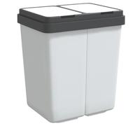 vidaXL Dual Bin Dual Compartment Rubbish Bin Waste Recycling Basket White 2x25 L