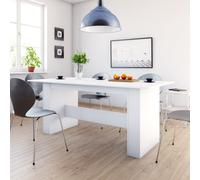 vidaXL White Engineered Wood Dining Table, 180x90x76 cm - Modern Minimalist, 3-Top Connected Design