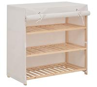 vidaXL White Fabric Shoe Cabinet with Cover - Compact, Dust-Free, Lightweight Footwear Storage Organiser