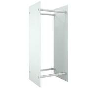 vidaXL Firewood Rack White 40x35x100 cm Tempered Glass UK HOT