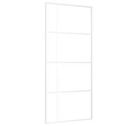 vidaXL White Frosted ESG Glass & Aluminium Sliding Door - 90x205 cm - Space-Saving, Quiet Transition, Light-Permeable Design, Modern Privacy for Home or Office Use