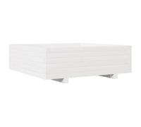 vidaXL White Garden Planter - 80x80x26.5 cm - Solid Pinewood - Square Outdoor Flower/Vegetable/Herb Box