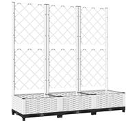 vidaXL White Garden Planter with Trellis - Durable Polypropylene Raised Bed, 120x40x121.5cm, Ideal for Outdoor Climbing Plants