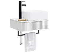 vidaXL White Gloss Wall Mounted Vanity Unit Modern Bathroom Floating Basin Wall Furniture Wood Design Space Saving New Style