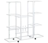 vidaXL Flower Stand with Wheels 94.5x24.5x91.5 cm White Iron