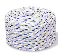 vidaXL White Marine Rope, Polypropylene Material, Floating & Weatherproof, 8mm Thickness, 500m Length, Ideal for Boating and Sailing