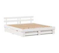 vidaXL White Platform Bed in Solid Pine Wood, 200 cm, with Two Drawers, Modern Design for Interior, Supports up to 110 kg, No Need for a Bed Base, Easy Assembly, Fixed Slats. Rangeme
