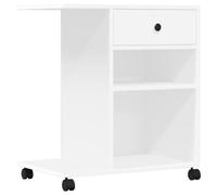 vidaXL White Printer Stand on Wheels - Engineered Wood Office Desk Organiser with Lockable Castors, Multi-functional Storage Cart for Office/Bedroom/Kitchen