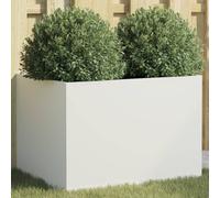vidaXL White Raised Garden Planter - Rectangular Cold-Rolled Steel Flower Box, Outdoor/Indoor Plant Container 62x47x46 cm for Patio, Balcony