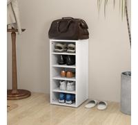 vidaXL White Shoe Cabinet, 5 Compartments, Chipboard Organiser 31,5 x 35 x 70 cm, Wall or Floor Mount, 808981
