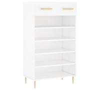 vidaXL White Shoe Cabinet with Drawer and Compartments - Engineered Wood Shoe Stand for Living Room or Hallway, Provides Stylish Storage