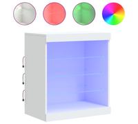 vidaXL White Sideboard with RGB LED Lighting - Modern Highboard Storage Cabinet with Display Shelf