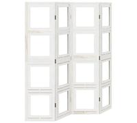 vidaXL White Solid Paulownia Wood Room Divider - Stylish 4-Panel Privacy Screen/Partition for Bedroom, Office, Living Space
