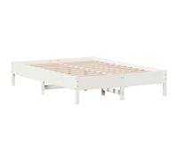 vidaXL White Solid Pine Bed Frame 140x200 cm with Plywood Slats - Mattress Foundation
