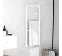 vidaXL White Steel Wall-Mounted Towel Rack, Bathroom Storage & Holder (336119) 45x10x115 cm