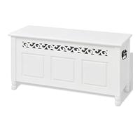 vidaXL White Storage Bench in Baroque Style, MDF, Large Concealed Storage, Suitable for Living Room, Hallway, with MDF Structure - 96 x 32 x 51 cm