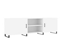 vidaXL White TV Cabinet with Iron Legs, Spacious Engineered Wood Media Unit with 4 Compartments, Ideal for Living Room or Bedroom