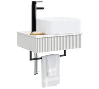 vidaXL White Wall Mounted Vanity Unit 50 x 41 x 39 cm Modern Bathroom Floating Basin Closet Wood Design Space Saving New Style