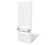 vidaXL White Wooden Shoe Cabinet with 5 Compartments