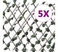 vidaXL Willow Trellis Fence 5 pcs with Artificial Leaves 180x90 cm