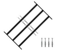 vidaXL Window Grille Black 75.5 x 45 cm Powder Coated Steel Living Room Modern Grille Adjustable Width Functional Design Indoor Protection Contemporary Window Decoration