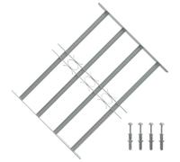 vidaXL Adjustable Security Grille for Windows 500-650mm, Galvanised Steel, 4 Crossbars, Silver