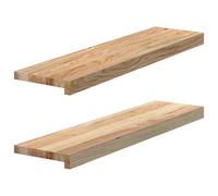 vidaXL Window Sills Oak - Untreated Solid Wood 80 x 20 x 2 cm - Set of 2