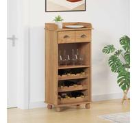 Wine cabinet Solid pine brown 57 x 37 x 114 cm traditional storage drawers shelf