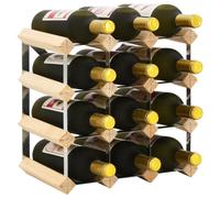 vidaXL Wine Rack 12 Bottle Solid Pinewood Display Holder Storage Cabinet Shelf