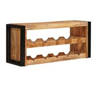 vidaXL Wine Rack Brown 100 x 45 x 33 cm Solid Rough Mango Wood, Industrial Kitchen Organizer, Rectangular Hardwood Storage, Wine Enthusiast Accents, Wall Decor for Dining Spaces, Home Barware